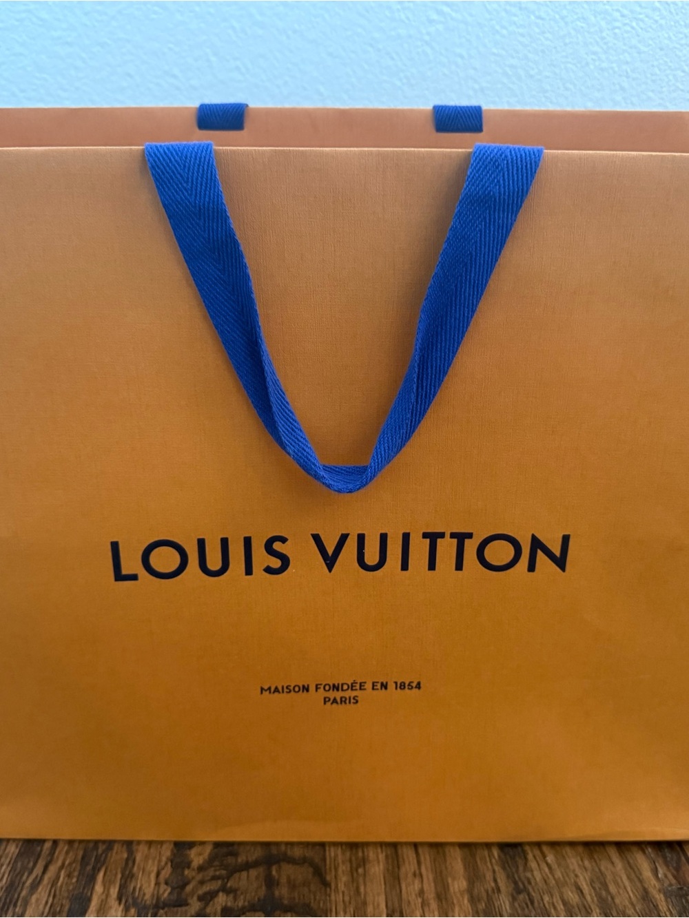 🧡 Louis Vuitton Orange Shopping Bag Blue Handles Neverfull MM Luxury